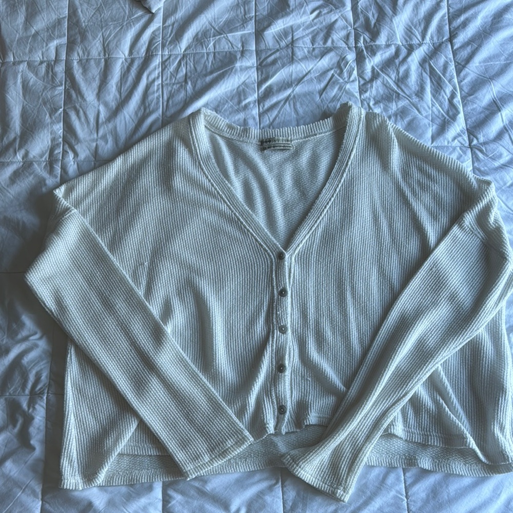 Women's Cream Button-Up Sweater